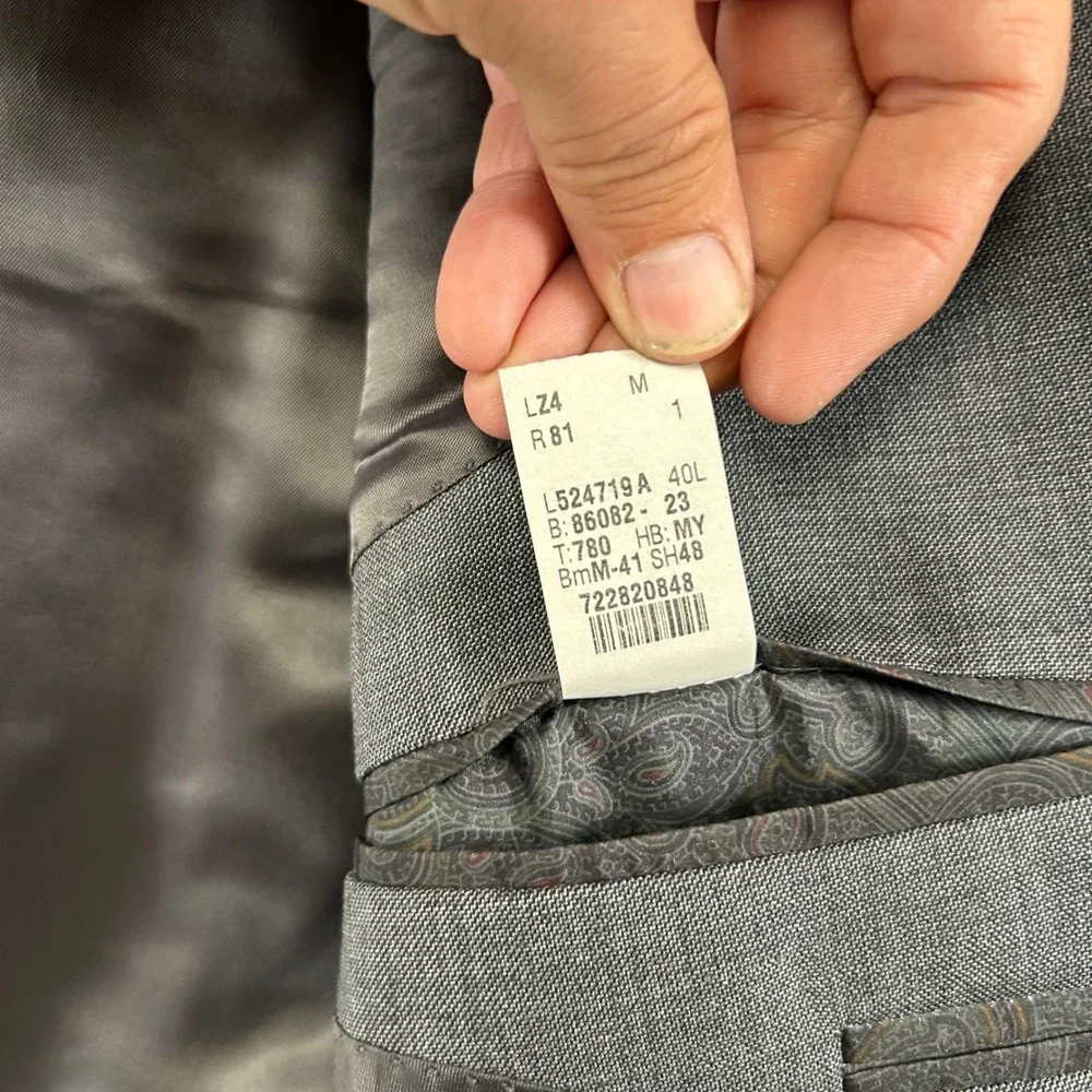 Lauren Ralph Lauren Blazer Mens 40L Grey Wool Sharkskin Two Button Sport Coat